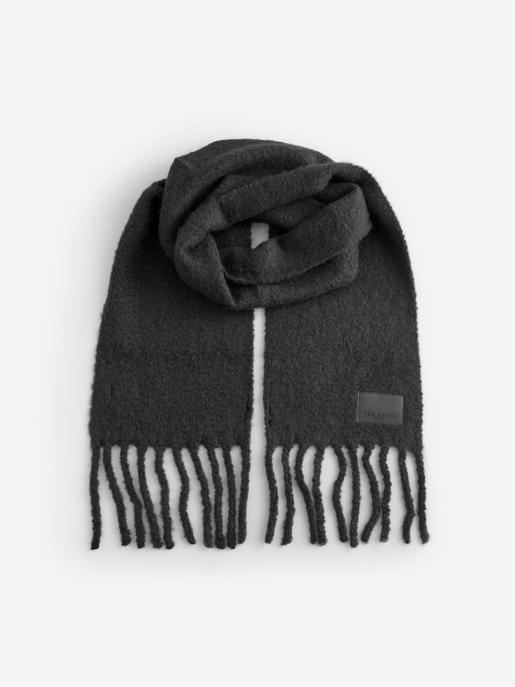 Ted Baker Grey Sershaa - Wool Blend Skinny Scarf - Image 2 of 4 Ted Baker Grey Sershaa - Wool Blend Skinny Scarf - Image 2 of 4