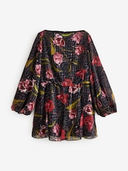Ted Baker Black Endrina Long Sleeve Printed Midi Dress - Image 4 of 5