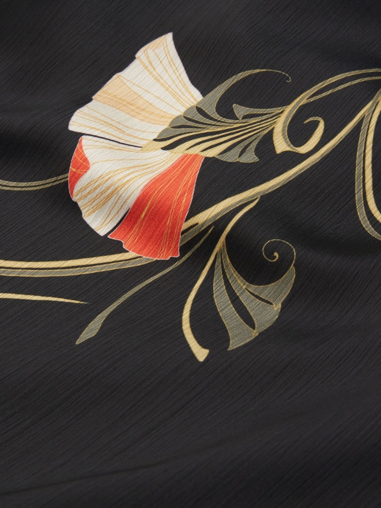 Ted Baker Black Ortuga - Neck Tie Printed Long Sleeve Top - Image 5 of 5 Ted Baker Black Ortuga - Neck Tie Printed Long Sleeve Top - Image 5 of 5