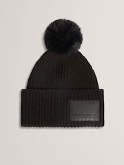 Ted Baker Black Sershii - Colourblock Bobble Hat - Image 1 of 4