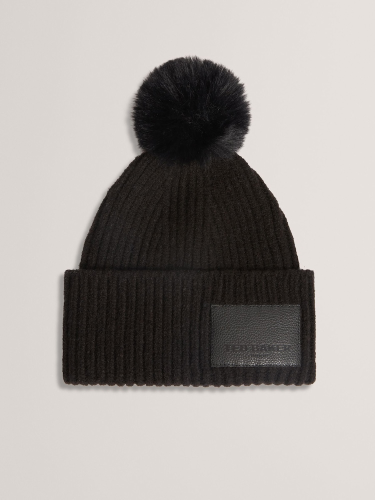 Ted Baker Black Sershii - Colourblock Bobble Hat - Image 1 of 4