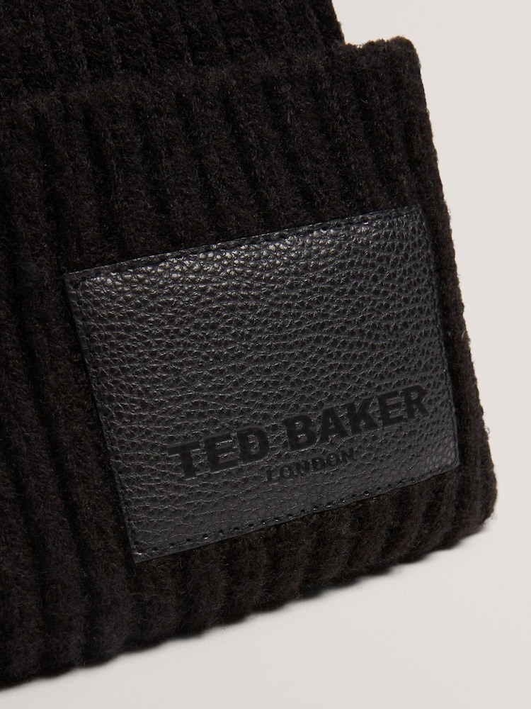 Ted Baker Black Sershii - Colourblock Bobble Hat - Image 2 of 4 Ted Baker Black Sershii - Colourblock Bobble Hat - Image 2 of 4