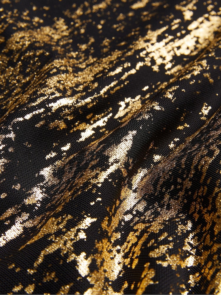 Ted Baker Black Karenha Foil Printed Skinny Fit Mesh Tops - Image 5 of 5 Ted Baker Black Karenha Foil Printed Skinny Fit Mesh Tops - Image 5 of 5