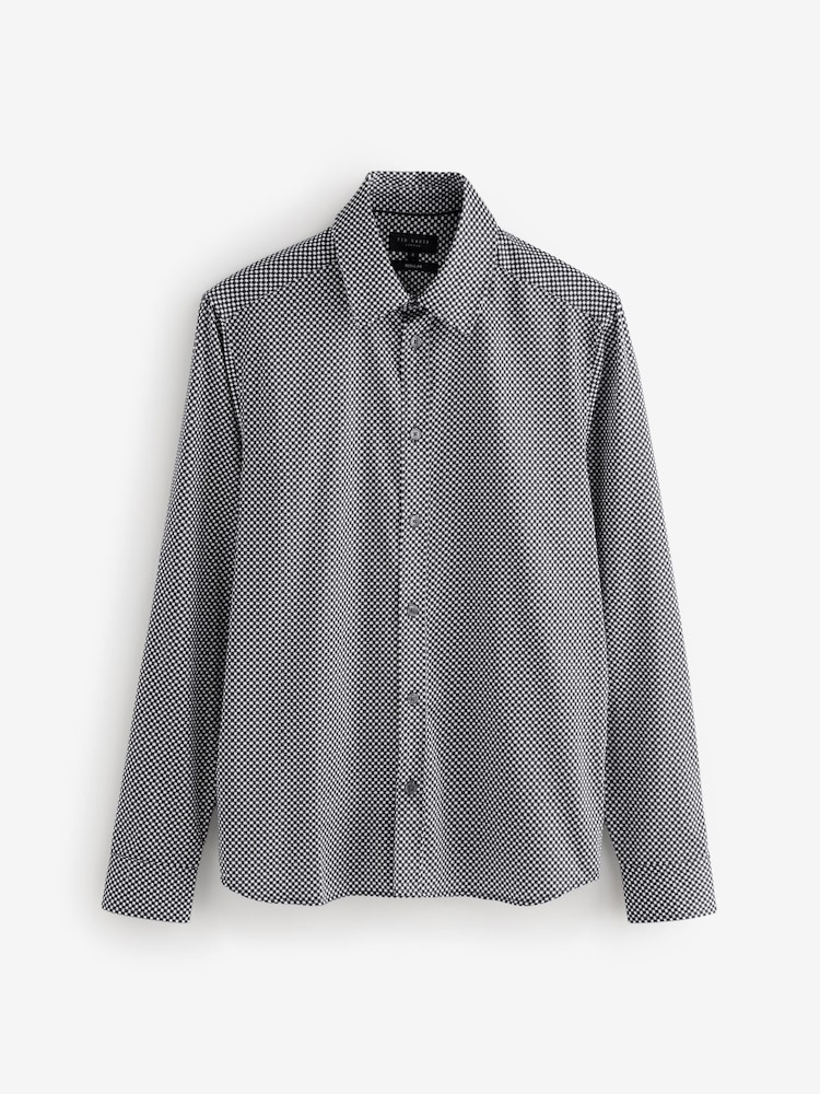 Ted Baker Blue Jozef - Long Sleeve Slim Mini Geo Print Shirt - Image 1 of 1