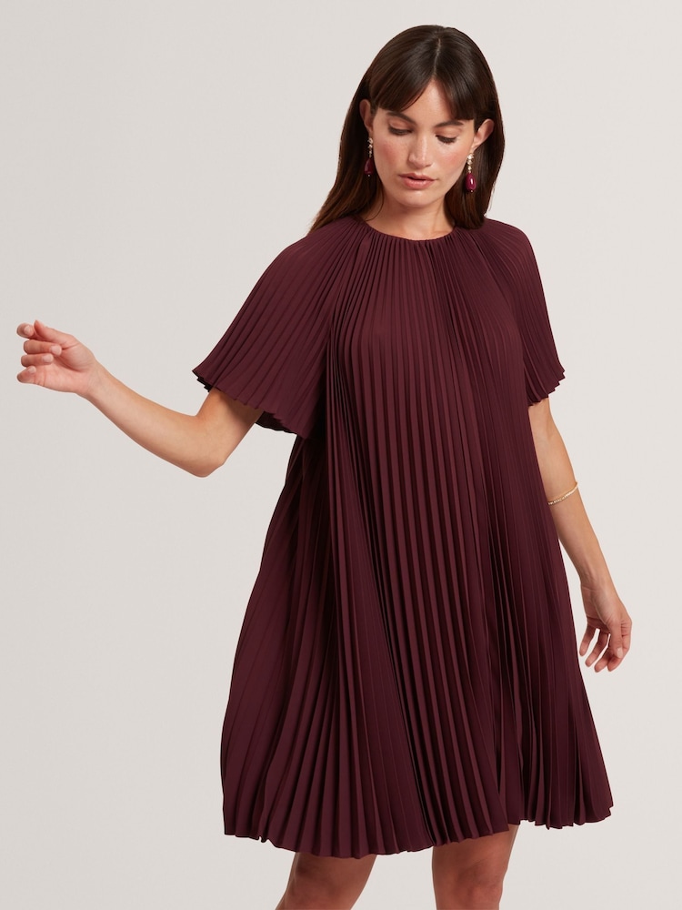 Buy Ted Baker Red Convala Short Sleeve Pleated Mini Dress from Next Mexico