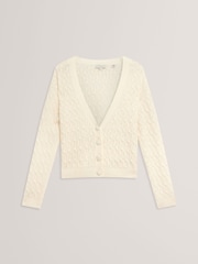 Ted Baker White Kylana Cable Knit V-Neck Cardigan - Image 4 of 5
