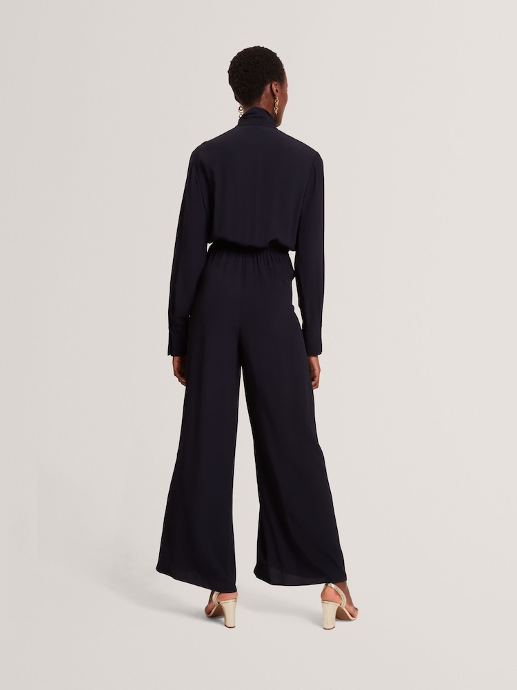 Ted Baker Blue Kyrabe - Cravat Tie Neck Shirt Wide Leg Jumpsuit - Image 2 of 6 Ted Baker Blue Kyrabe - Cravat Tie Neck Shirt Wide Leg Jumpsuit - Image 2 of 6