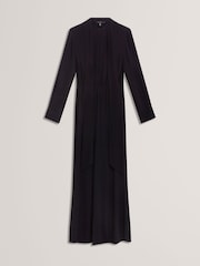 Ted Baker Blue Kyrabe - Cravat Tie Neck Shirt Wide Leg Jumpsuit - Image 5 of 6