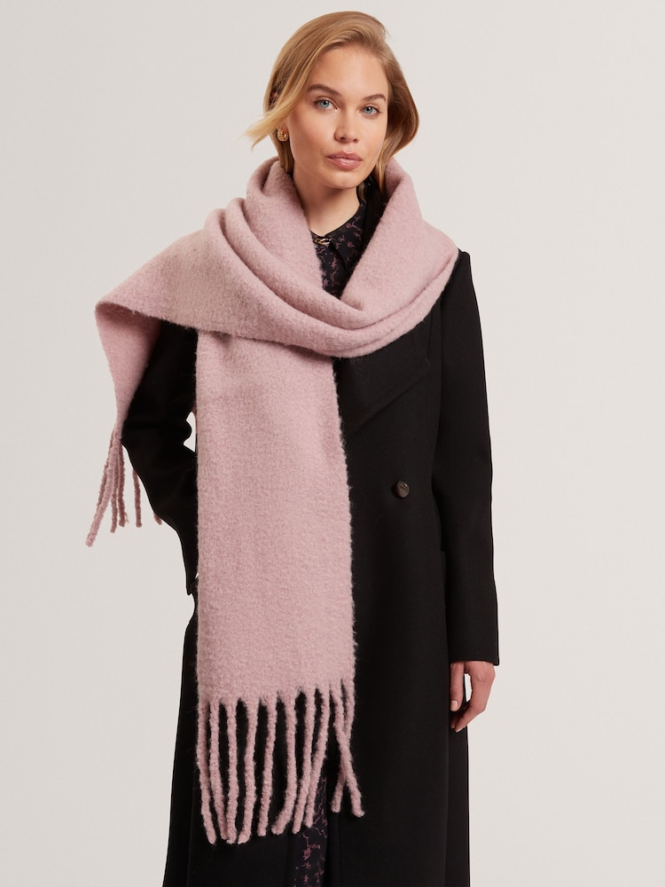 Ted Baker Pink Sershaa - Wool Blend Skinny Scarf - Image 4 of 4 Ted Baker Pink Sershaa - Wool Blend Skinny Scarf - Image 4 of 4
