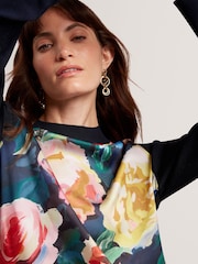 Ted Baker Blue Remmiia Printed Woven Front Jumper - Image 2 of 5
