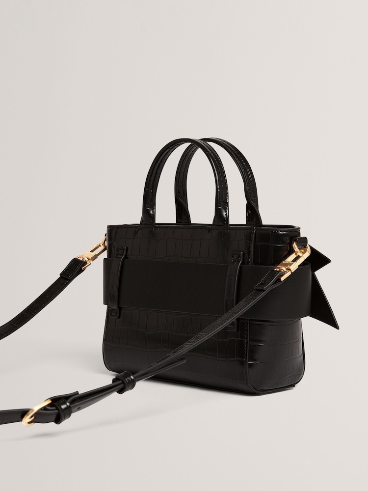 Ted Baker Black Jjosie - Croc Effect Mini Knot Bow Bag - Image 2 of 5