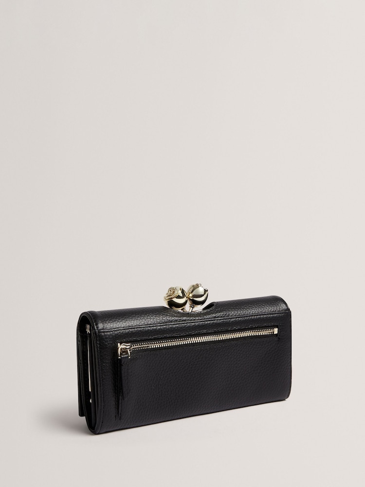 Ted Baker Black Roosali - Rose Detail Leather Large Bobble Purse - Image 2 of 5