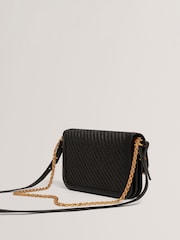 Ted Baker Black Walkerr - Twist Lock Detail Woven Embossed Leather Bag - Image 3 of 6