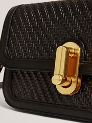 Ted Baker Black Walkerr - Twist Lock Detail Woven Embossed Leather Bag - Image 4 of 6