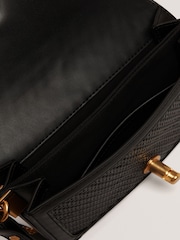 Ted Baker Black Walkerr - Twist Lock Detail Woven Embossed Leather Bag - Image 5 of 6