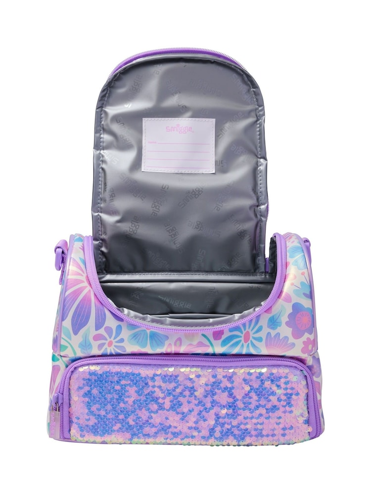 Smiggle Metallic Bloom Large Double Compartment Lunchbox With Strap - Image 2 of 2