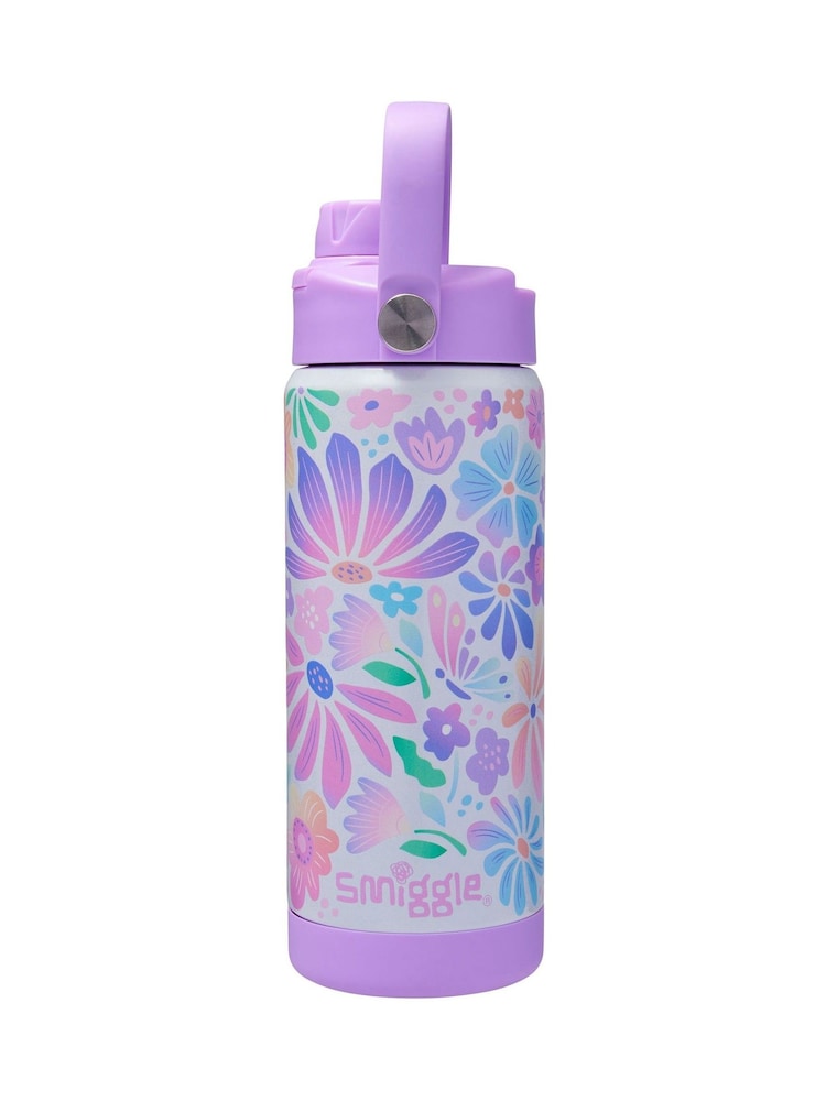 Smiggle Purple Bloom Squiggle Insulated Stainless Steel Drink Bottle 550Ml - Image 1 of 2 Smiggle Purple Bloom Squiggle Insulated Stainless Steel Drink Bottle 550Ml - Image 1 of 2