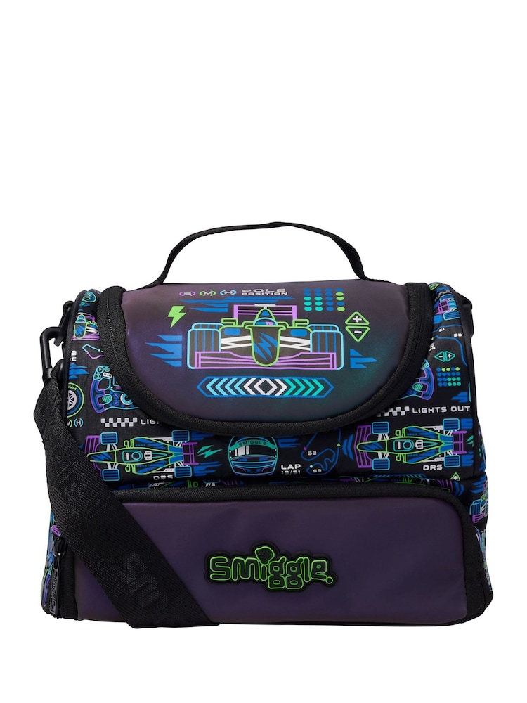 Smiggle Black Accelerate Large Double Compartment Lunchbox With Strap - Image 1 of 2