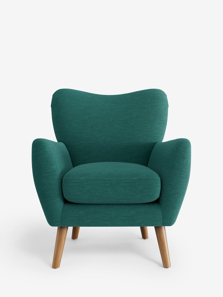 Fine Chenille Easy Clean Dark Juniper Green Wilson Highback Armchair - Image 2 of 4