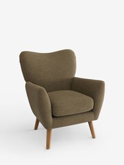 Fine Chenille Easy Clean Dark Moss Green Wilson Highback Armchair - Image 3 of 4