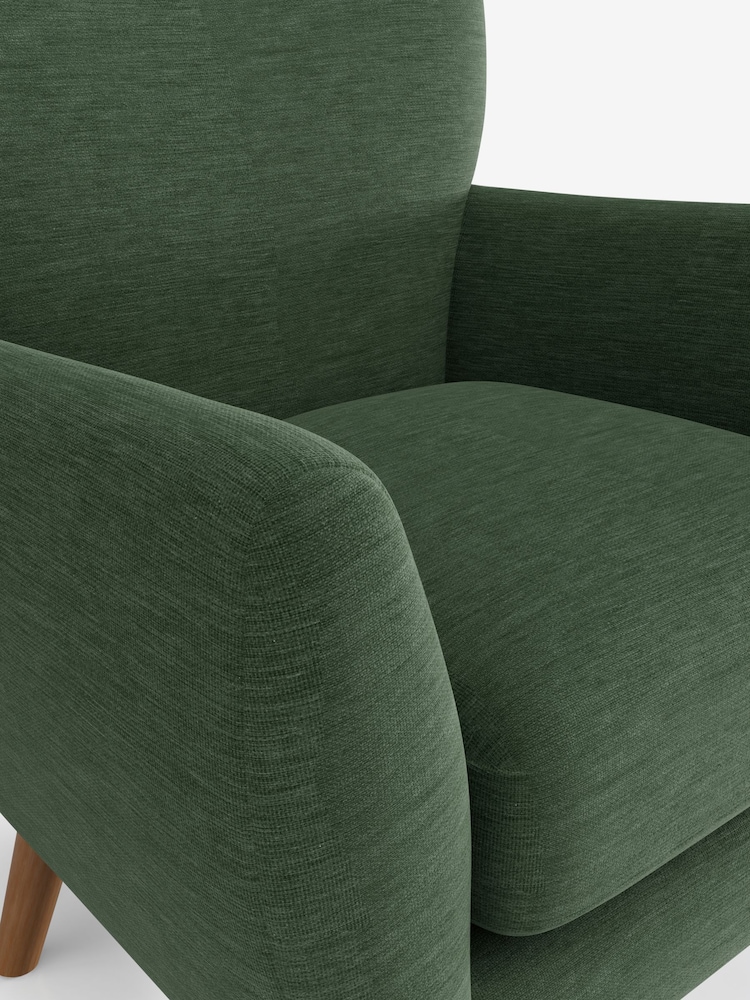 Fine Chenille Easy Clean Mid Khaki Green Wilson Highback Armchair - Image 4 of 4