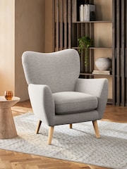 Fine Chenille Easy Clean Light Steel Grey Wilson Highback Armchair - Image 1 of 4