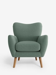 Fine Chenille Easy Clean Light Forest Green Wilson Highback Armchair - Image 2 of 4