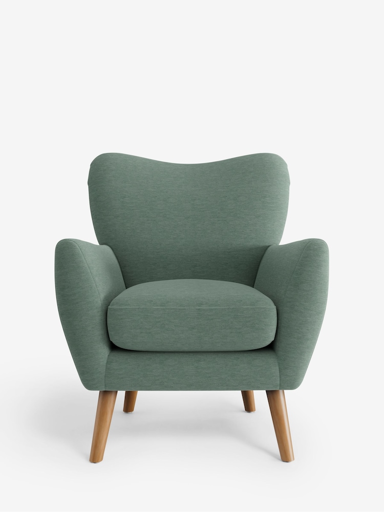 Fine Chenille Easy Clean Light Forest Green Wilson Highback Armchair - Image 2 of 4