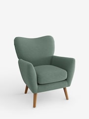 Fine Chenille Easy Clean Light Forest Green Wilson Highback Armchair - Image 3 of 4