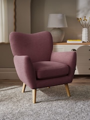 Fine Chenille Easy Clean Mid Mulberry Purple Wilson Highback Armchair - Image 1 of 4