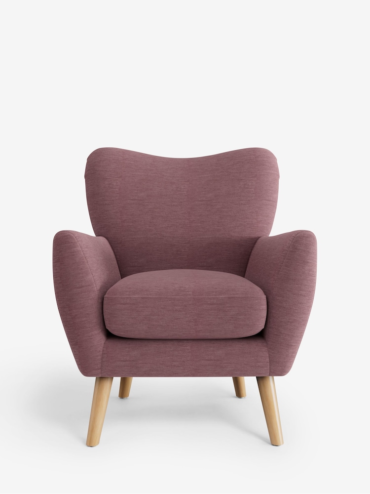 Fine Chenille Easy Clean Mid Mulberry Purple Wilson Highback Armchair - Image 2 of 4