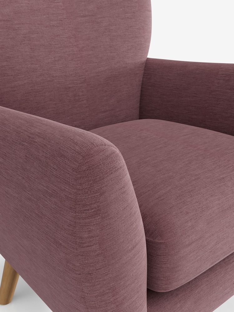 Fine Chenille Easy Clean Mid Mulberry Purple Wilson Highback Armchair - Image 4 of 4