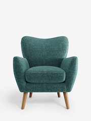 Plush Chenille Dark Teal Green Wilson Highback Armchair - Image 2 of 5