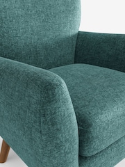 Plush Chenille Dark Teal Green Wilson Highback Armchair - Image 4 of 5