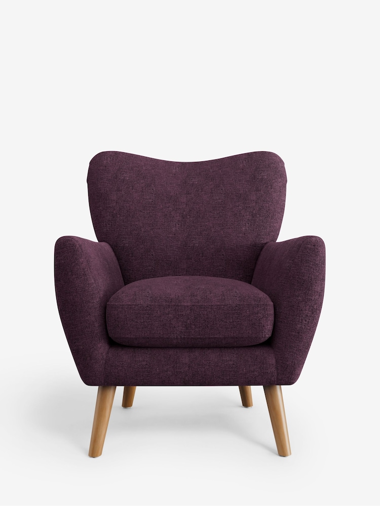 Plush Chenille Dark Plum Purple Wilson Highback Armchair - Image 2 of 5