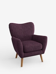 Plush Chenille Dark Plum Purple Wilson Highback Armchair - Image 3 of 5
