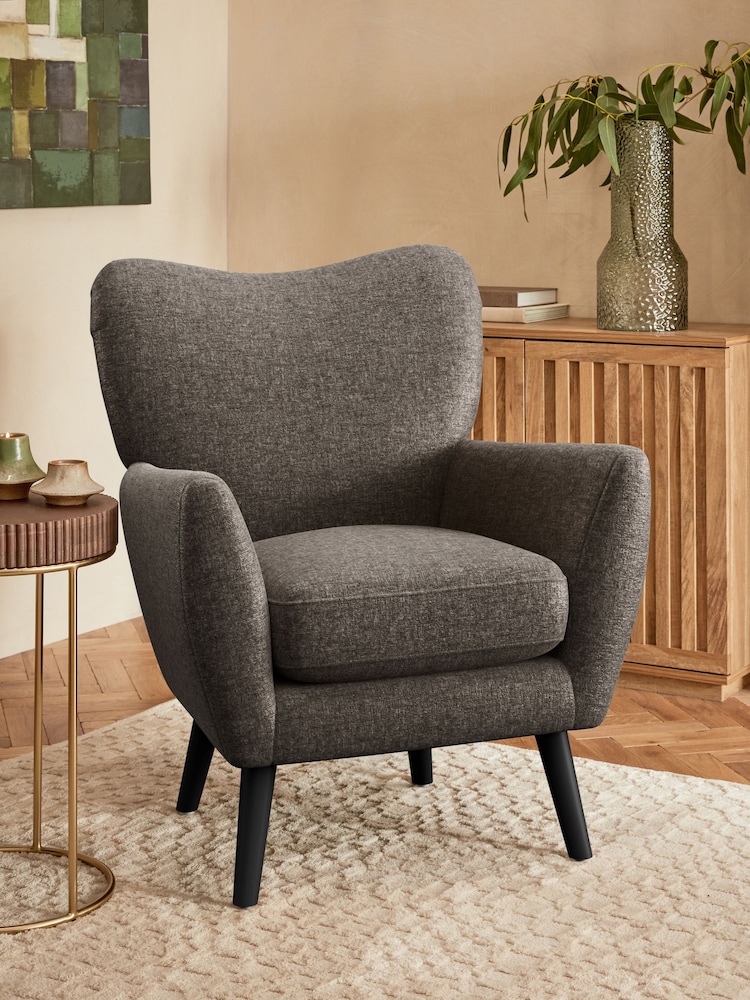 Plush Chenille Mink Brown Wilson Highback Armchair - Image 1 of 4