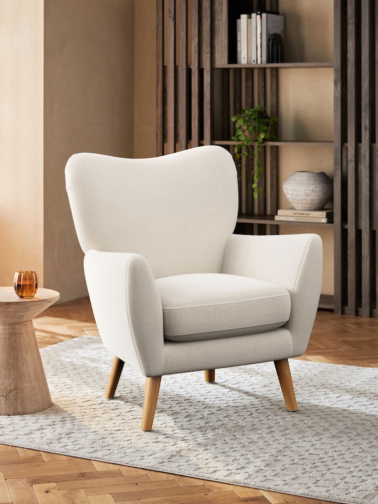 Studio Chenille Oyster Wilson Highback Armchair - Image 1 of 5
