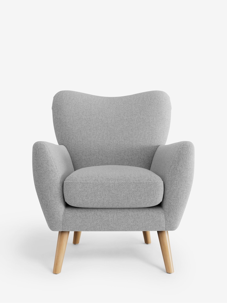 Tweedy Blend Easy Clean Light Silver Grey Wilson Highback Armchair - Image 2 of 5 Tweedy Blend Easy Clean Light Silver Grey Wilson Highback Armchair - Image 2 of 5
