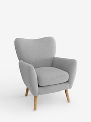 Tweedy Blend Easy Clean Light Silver Grey Wilson Highback Armchair - Image 3 of 5