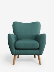 Tweedy Chenille Dark Teal Green Wilson Highback Armchair - Image 2 of 5