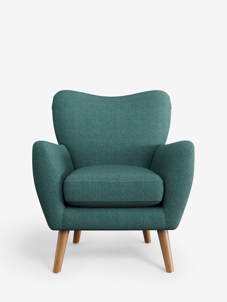 Tweedy Chenille Dark Teal Green Wilson Highback Armchair - Image 2 of 5