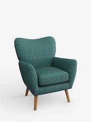 Tweedy Chenille Dark Teal Green Wilson Highback Armchair - Image 3 of 5