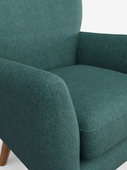 Tweedy Chenille Dark Teal Green Wilson Highback Armchair - Image 4 of 5