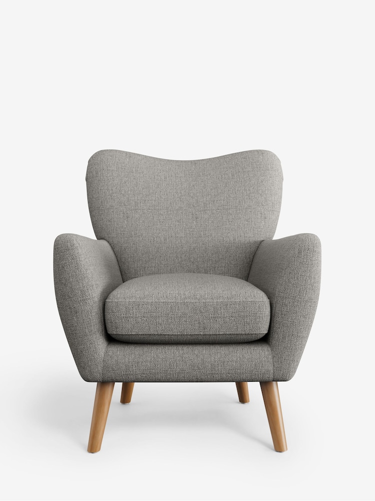 Woven Chenille Easy Clean Light Grey Wilson Highback Armchair - Image 2 of 4