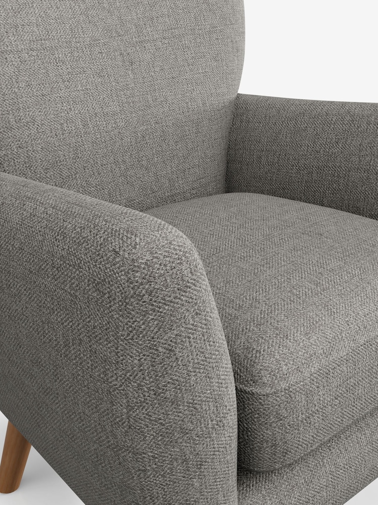 Woven Chenille Easy Clean Light Grey Wilson Highback Armchair - Image 4 of 4