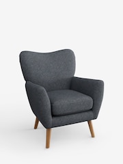 Tweedy Chenille Navy Blue Wilson Highback Armchair - Image 3 of 4