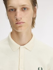 Fred Perry Cream Jacquard Polo Shirt - Image 3 of 4