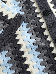 Albastru - Textured Crochet Knitted Polo Shirt (3-16yrs) - Imaginea 8 din 8