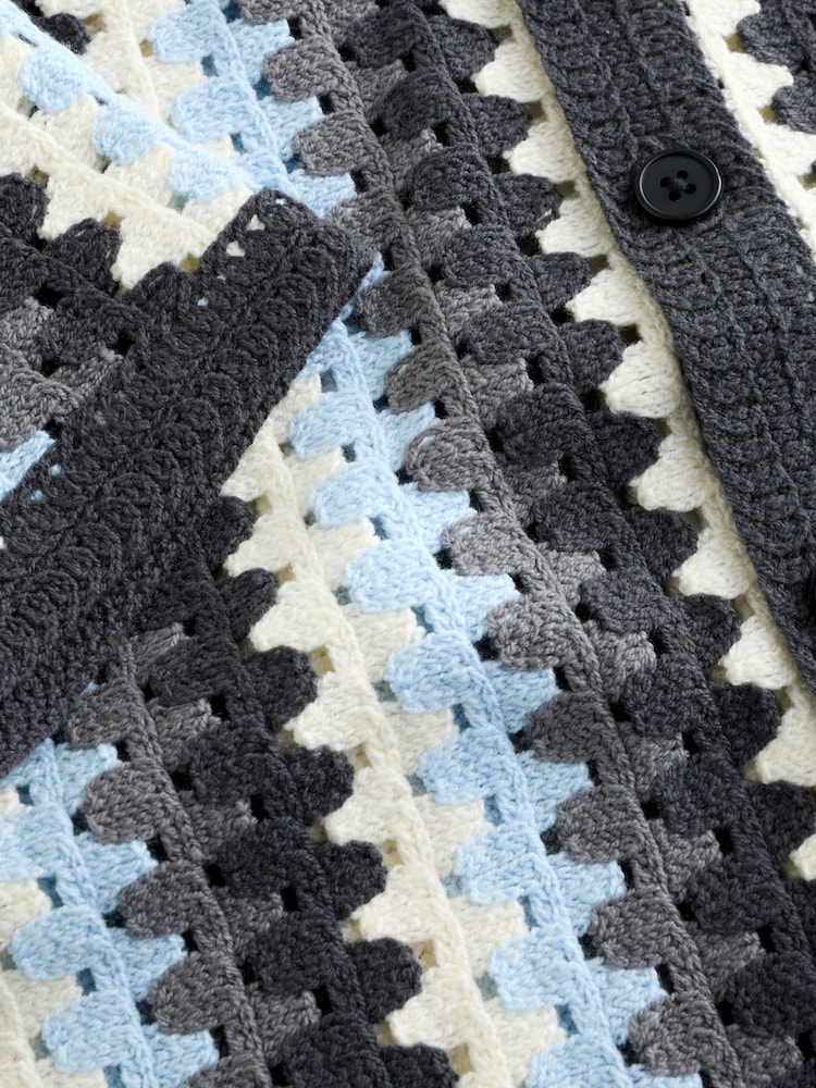 Albastru - Textured Crochet Knitted Polo Shirt (3-16yrs) - Imaginea 8 din 8